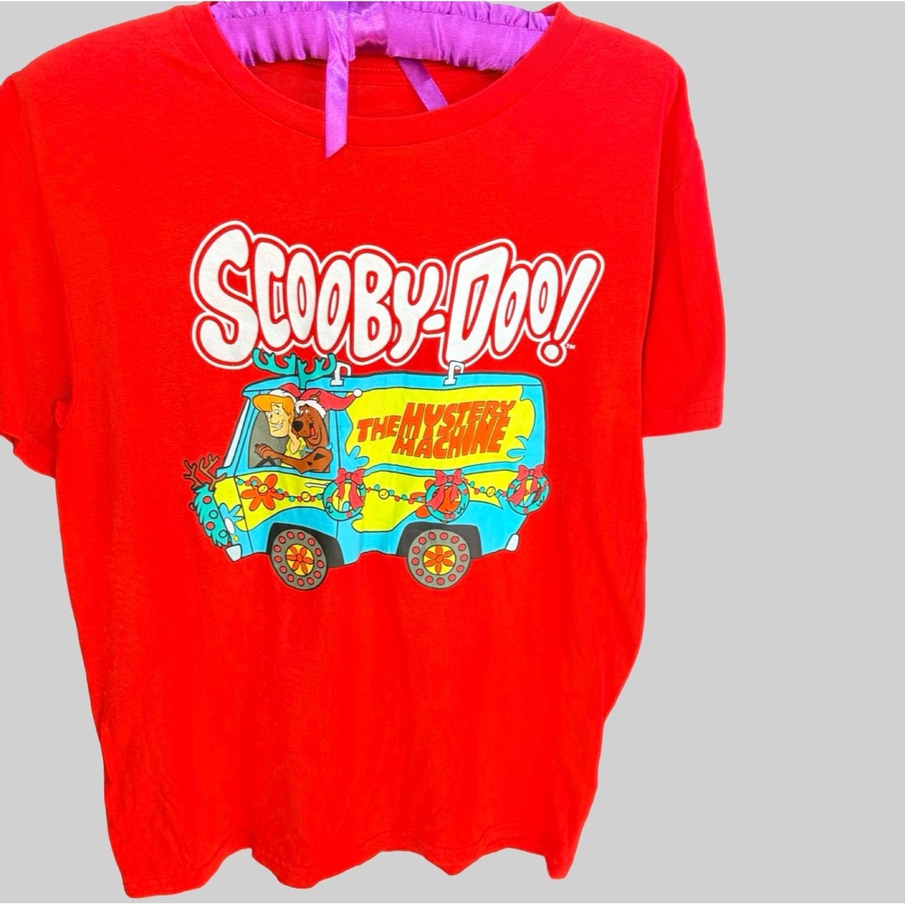 Scooby Doo Christmas Mystery Machine Graphic T-Shirt Red Men's Medium (see below